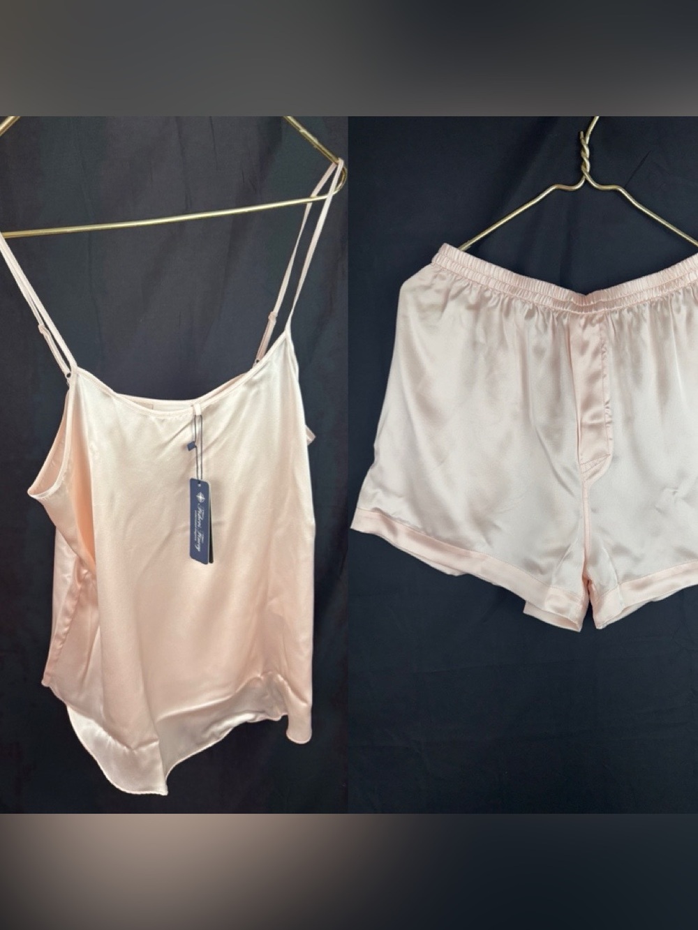 Fishers Finery S 100% Pure Mulberry Silk (19 Momme Cami Boxer Short Pajama Set